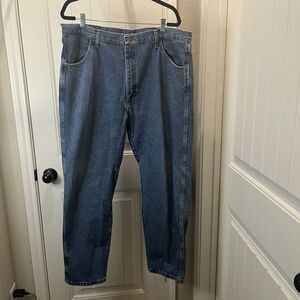 Wrangler Rustler Mens Blue Denim Regular Fit Straight Leg Jeans Size 40 x 30